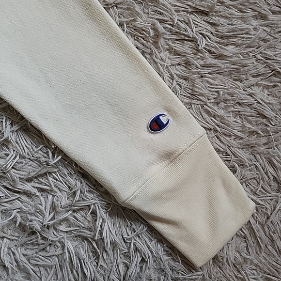 *SOLD* Champion Hoodie Sweatshirt Powerblend Medium Cream Yellow Pink Burgundy - Picture 6 of 8